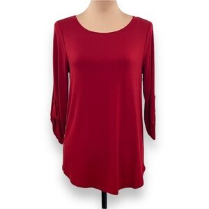 3/$30 Cupio Three Quarter Length Convertible Long Sleeve Tee Top Red S/Small